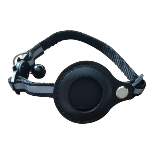 Collier chat noir avec bande réfléchissante et support pour traceur