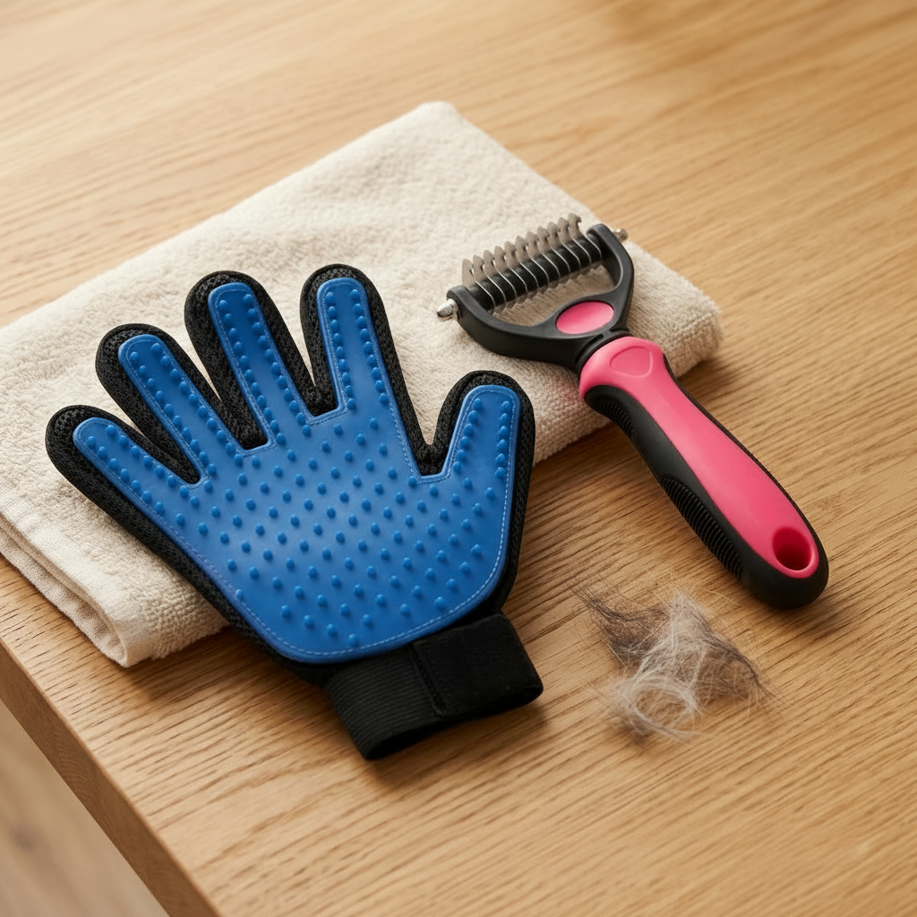 Kit complet de toilettage Yaisie : gant massant et peigne démêlant pour éliminer les poils morts et démêler le pelage